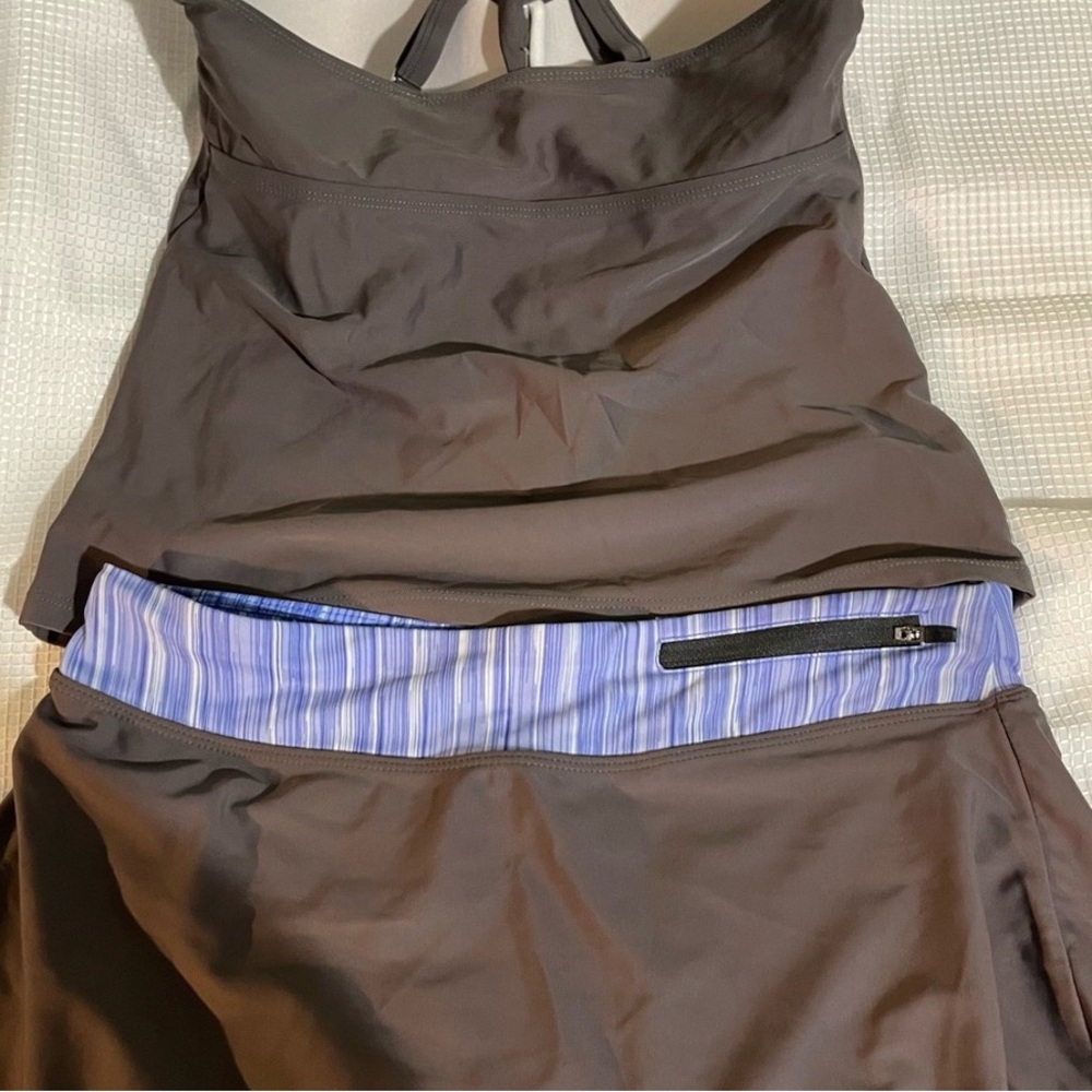 H&M Dark Brown Bikini with Blue Stripes